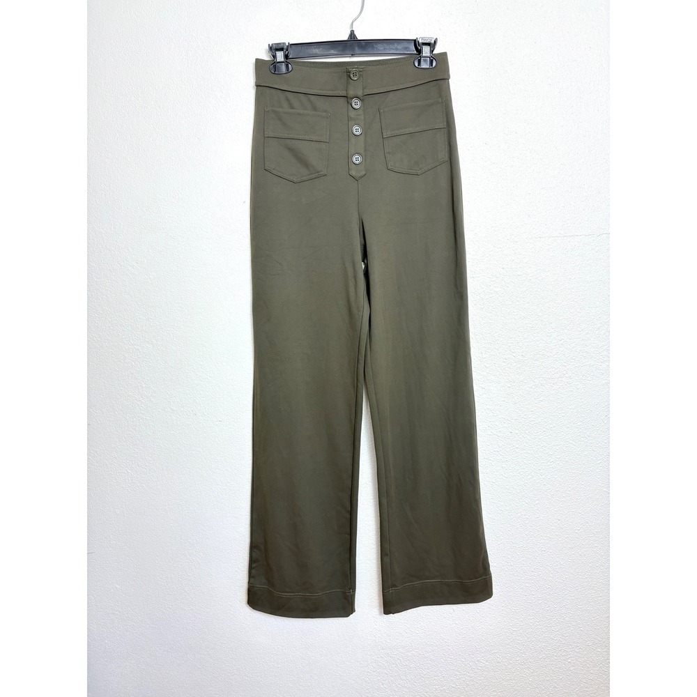 Halara Flex Olive Green High Rise Stretch Straight Leg Pants Size Small Office